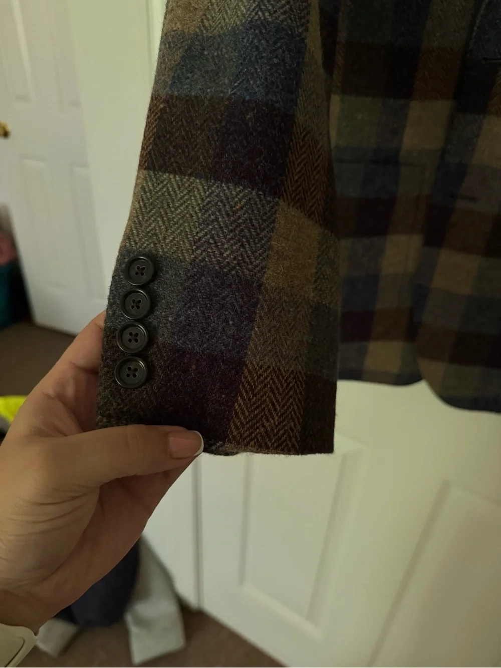 J. Crew Men's Plaid Sport Coat in Brown, Blue & Tan